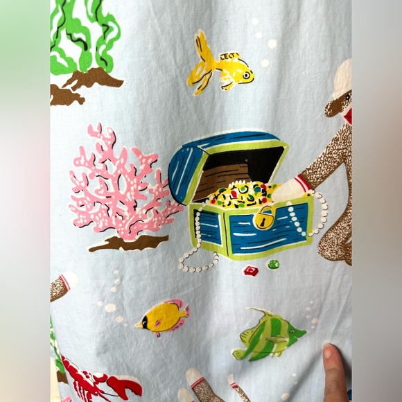 NICK & NORA Scuba Sock Monkey Pajama Pants Lounge Under The Sea Blue Red Lobster - Picture 5 of 12